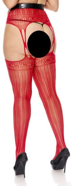 Queen Crochet Striped Suspender Pantyhose