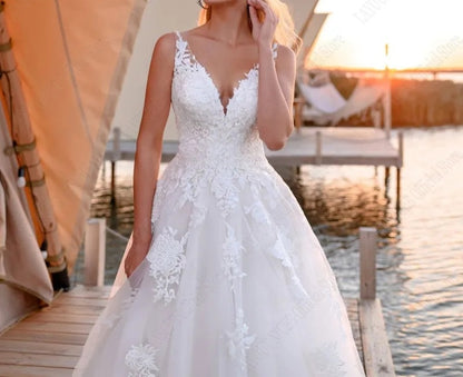 Arlene Sleeveless Tulle/Applique Wedding Gown All Sizes/Colors