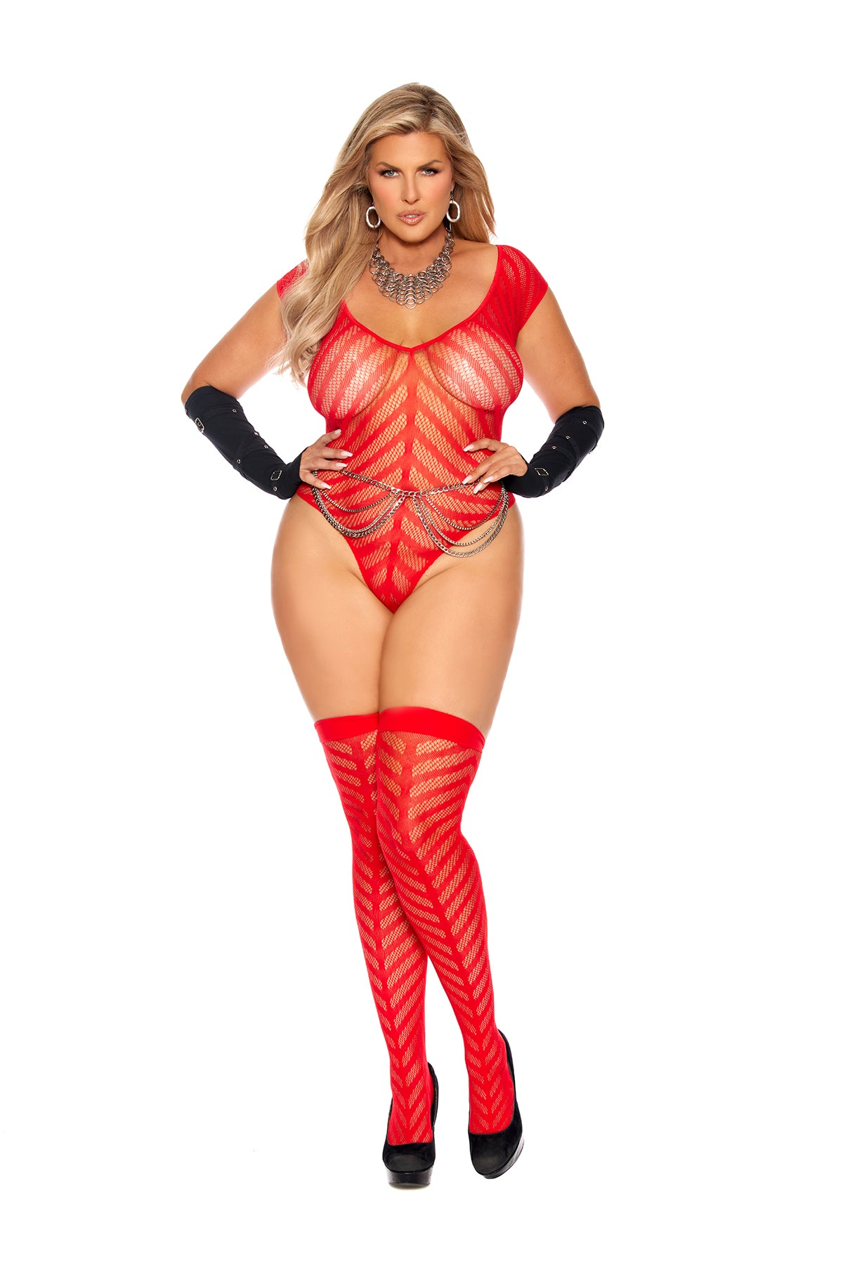 Queen Chevron Striped Bodysuit Set