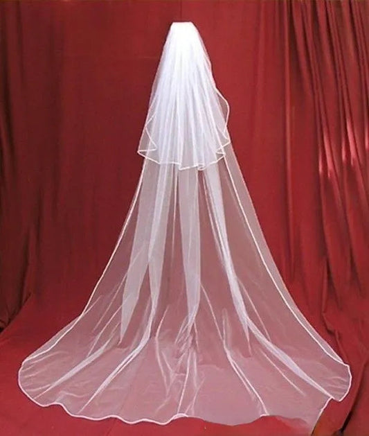 Simple Tulle Blusher/Chapel Length Wedding Veil