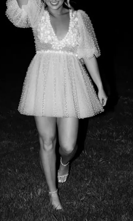 All Over Pearl Short Wedding Dress All Sizes/Colors