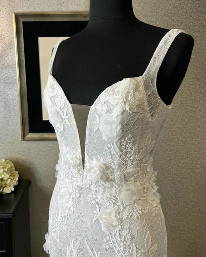 Lace 3D Applique Fit Flair Wedding Gown All Sizes/Colors