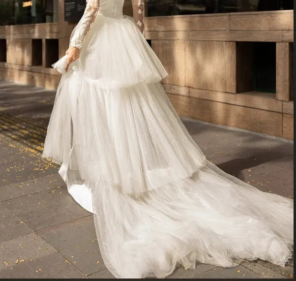 Custom Long Layered Tulle Detachable Wedding Train All Sizes/Colors