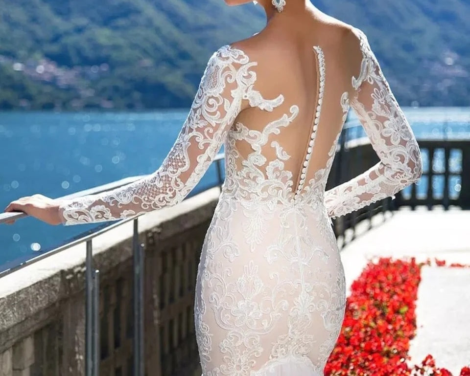 Paisley Lace Mermaid Wedding Gown All Sizes/Colors