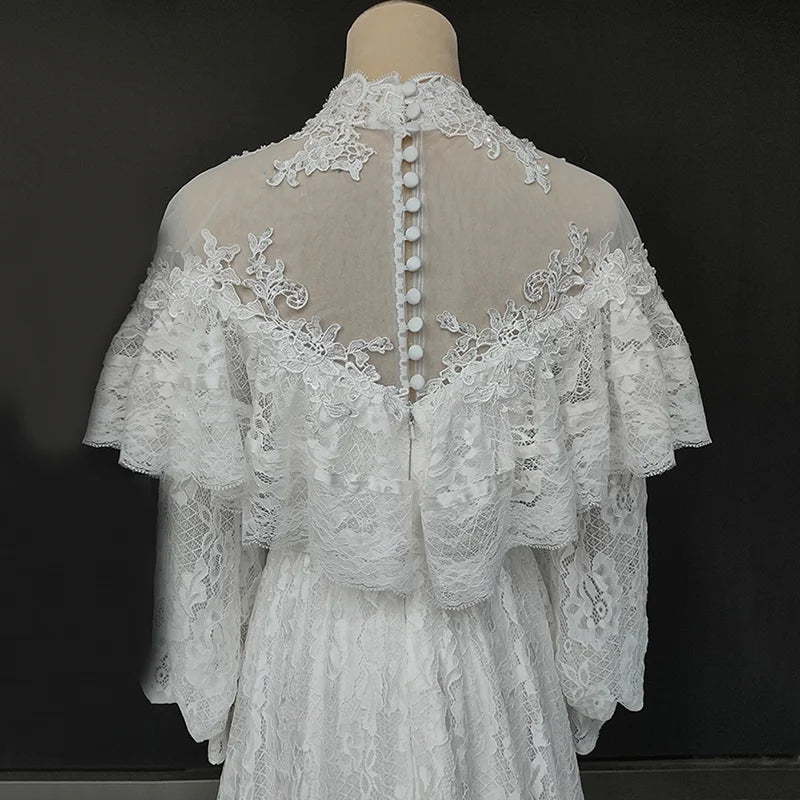 Victorian Style Lace Sheath Wedding Gown