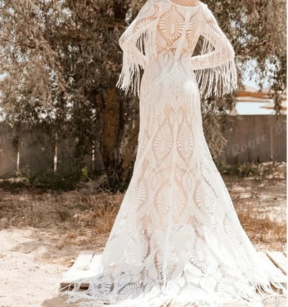 Boho Fridged Lace Wedding Gown All Sizes/Colors