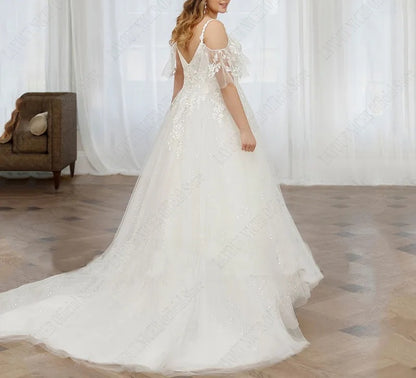 Whimsical Lace/Tulle Off Shoulder Wedding Gown All Sizes/Colors