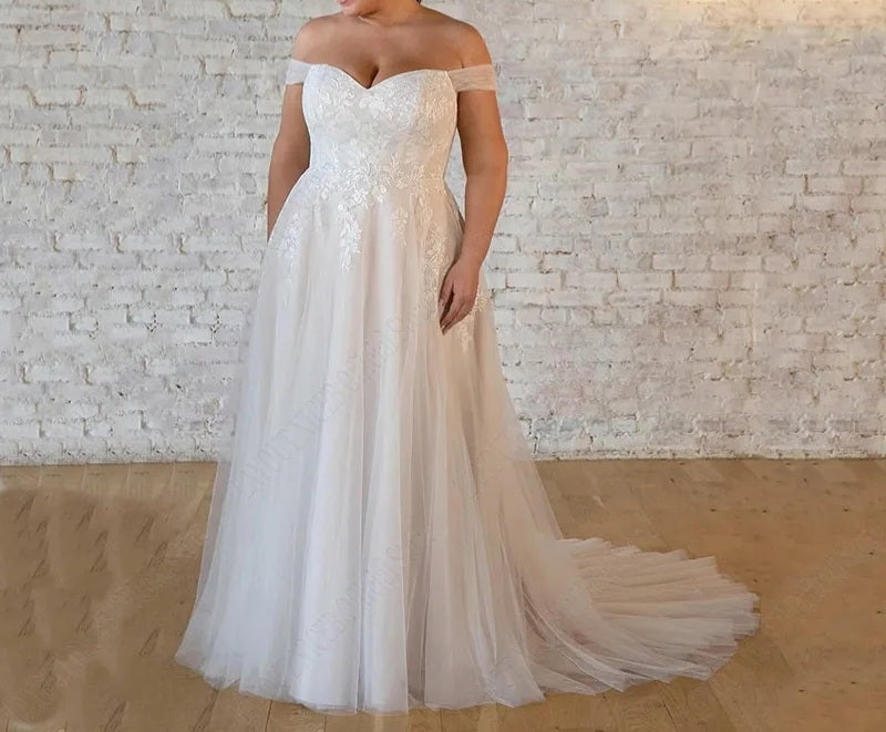 Off Shoulder Tulle/Lace Wedding Gown All Sizes/Colors