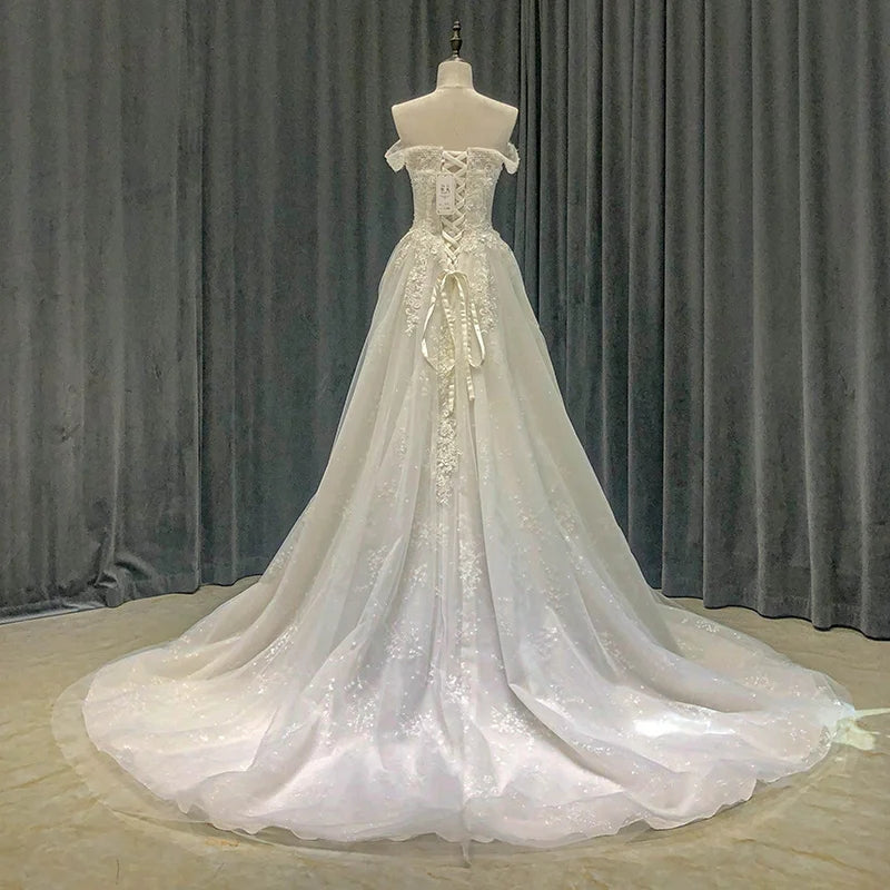 3D Floral & Pearl Adorned Wedding Gown