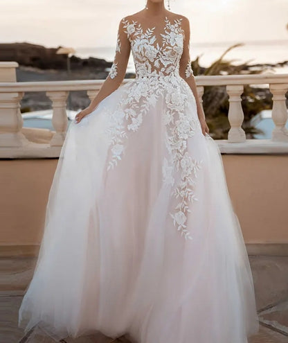 Flora Applique/Tulle Wedding Gown All Sizes/Colors