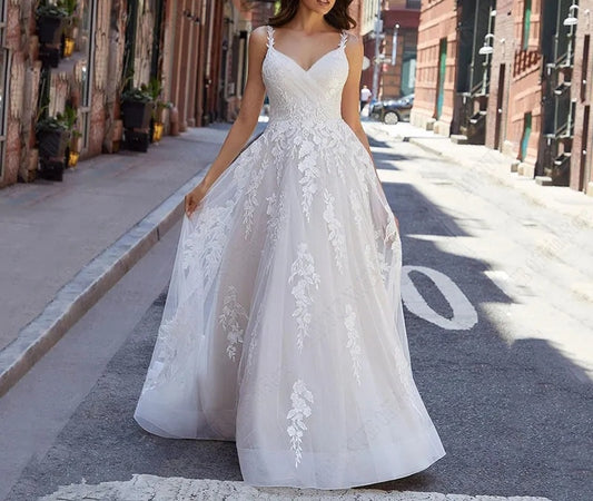 Floral Applique/Organza Wedding Gown Sizes/Colors