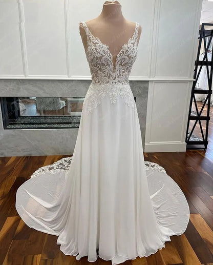 Chiffon/Lace Applique Summer Wedding Gown All Sizes/Colors