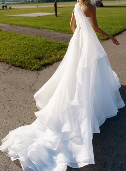 Kelly One Shoulder Organza Wedding Gown All Sizes/Colors