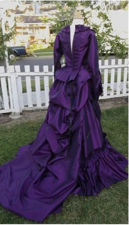 Victorian Satin Bustle Wedding Gown All Sizes/Colors