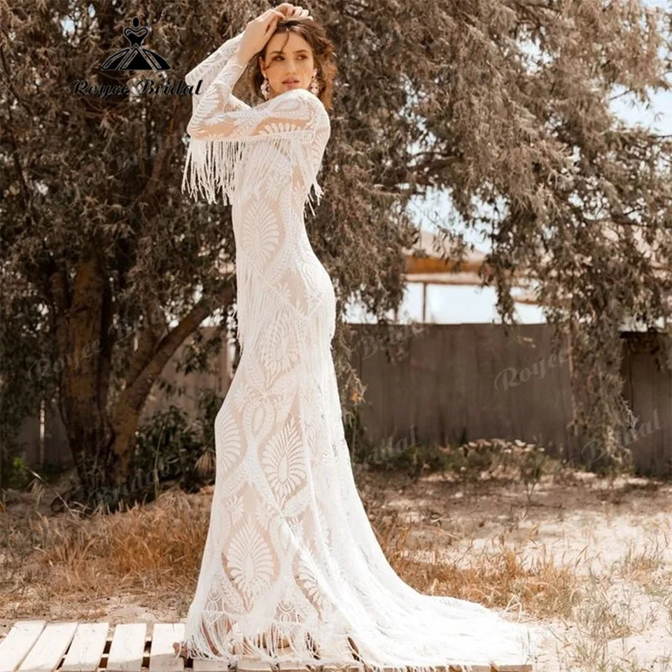 Boho Fridged Lace Wedding Gown All Sizes/Colors