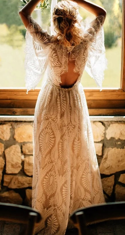 Mary Anne Boho Lace Wedding Gown All Sizes/Colors