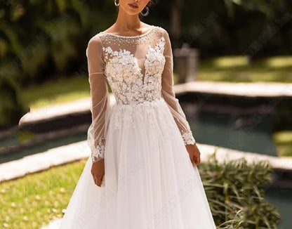 Pearl Detailed Tulle Wedding Gown All Sizes/Colors