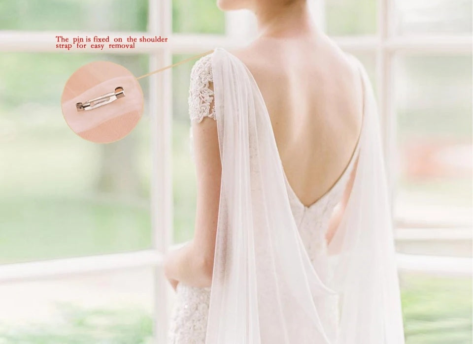 Simple Cowl Back Tulle Shoulder Veil