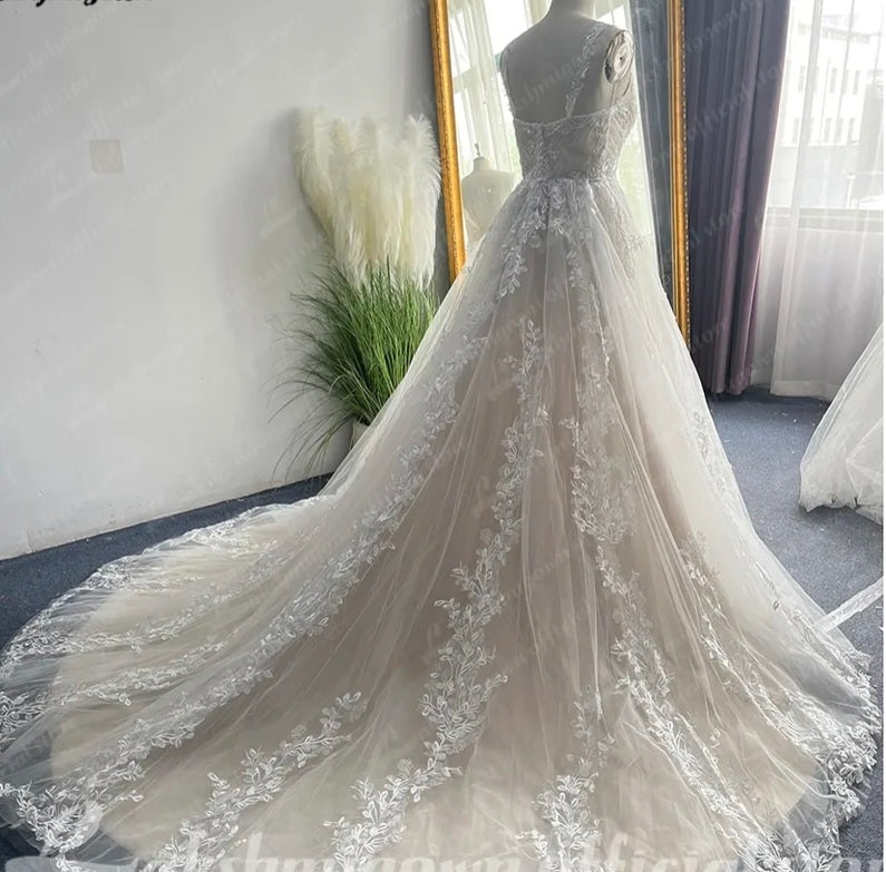 All Over Leaf Applique Wedding Gown All Sizes/Colors