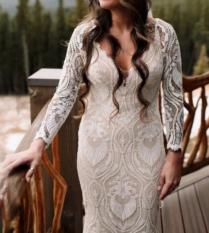 Custom Crochet Lace Boho Style Mermaid Wedding Gown All Sizes/Colors