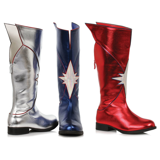 Karma-151 Metallic Faux Leather Superhero Boots