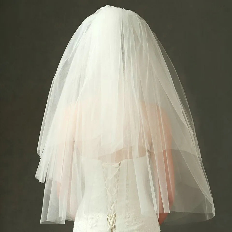 Priscilla Tulle Waist Length Wedding Veil w/ Blusher