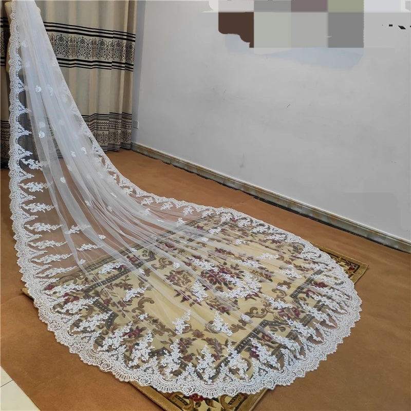 Princess Embriodered Lace Wedding Veil All Lengths/Colors