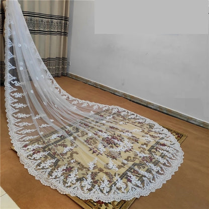 Princess Embriodered Lace Wedding Veil All Lengths/Colors