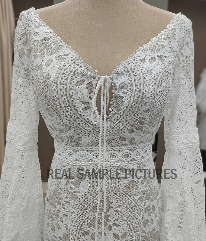 Custom Boho Crochet Fit & Flare Wedding Gown All Sizes/Colors