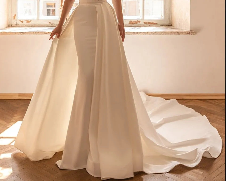 Custom Single Layered Satin Detachable Wedding Skirt All Sizes/Colors