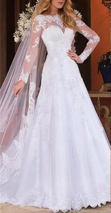 Elegant Lace A Line Wedding Gown All Sizes/Colors