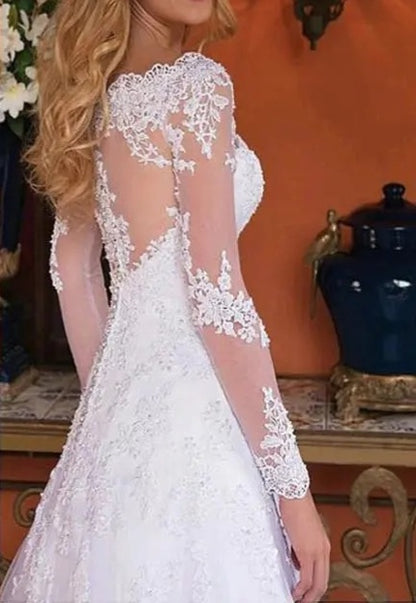 Elegant Lace A Line Wedding Gown All Sizes/Colors