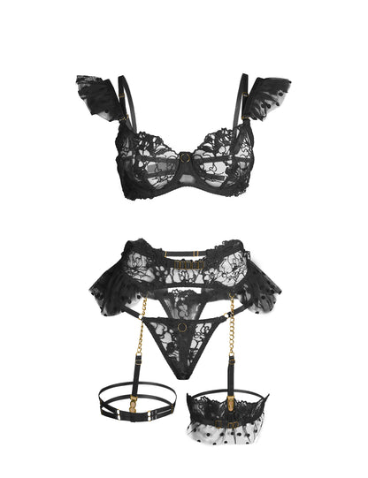 Lacey Flutter Bra Garterbelt Gift Set