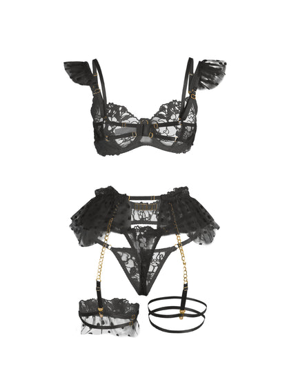 Lacey Flutter Bra Garterbelt Gift Set