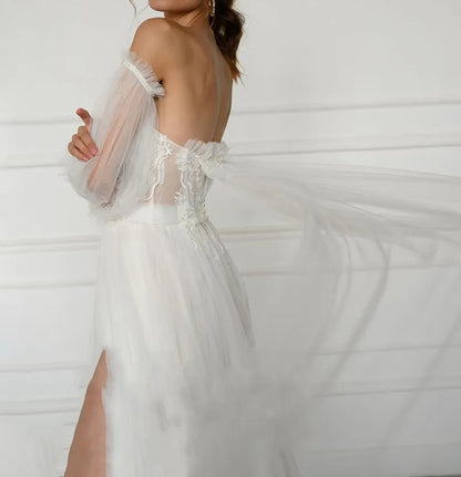 Custom Embroidered Tulle Sexy Wedding Gown All Sizes