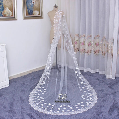 Rhinestone 3D Floral Wedding Veil