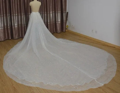 Custom Glitter Tulle Royal Length Detachable Wedding Skirt All Sizes/Colors