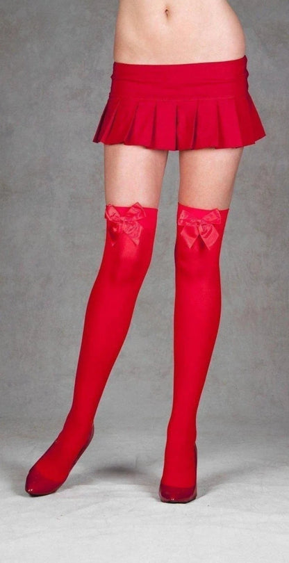 Opaque Bow Thigh Highs