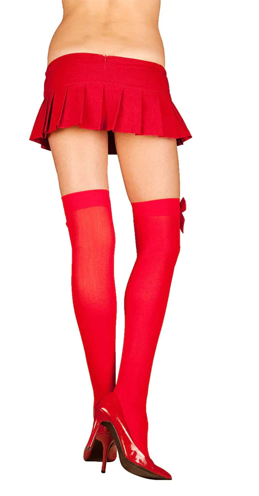 Opaque Bow Thigh Highs