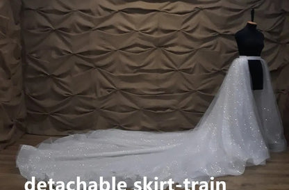 Custom Sparkle Thick Organza Tulle Detachable Royal Length Wedding Skirt All Sizes/Colors