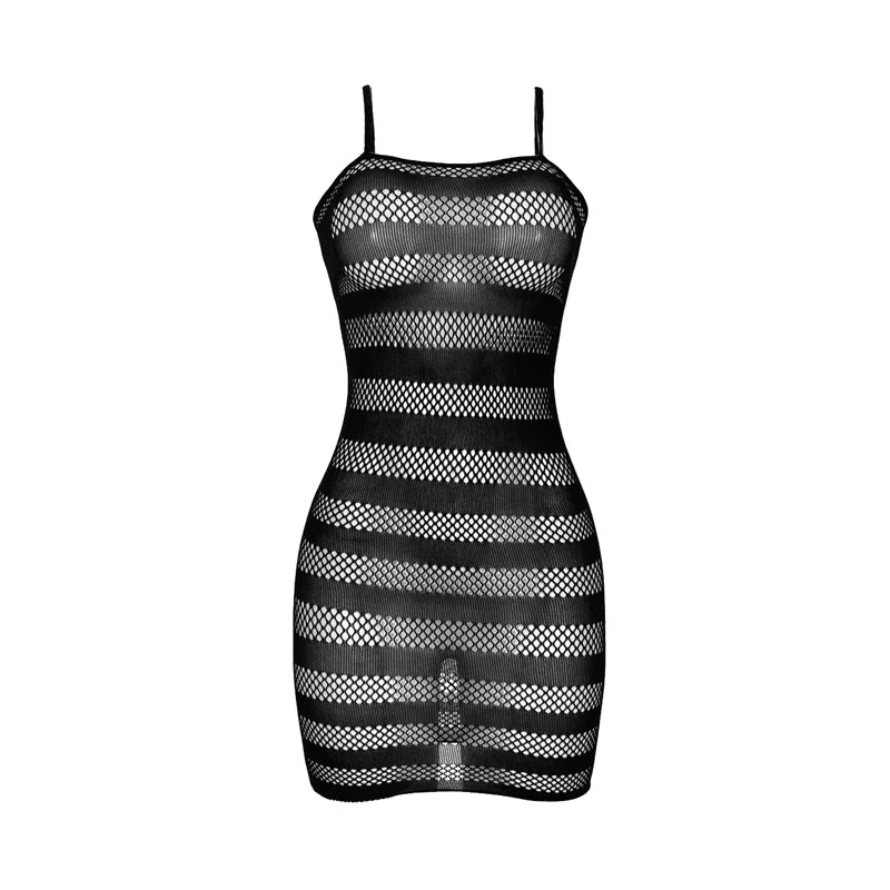 Queen Striped Fishnet Body Stocking Dress