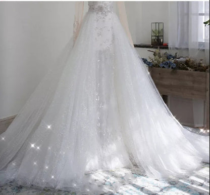 Custom Sparkle Glitter Tulle Detachable Wedding Skirt All Sizes/Colors