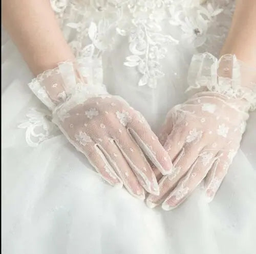 Floral Lace Wrist Wedding Gloves