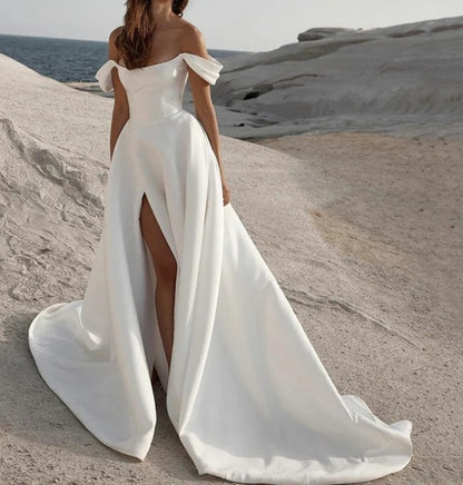 Harris Off Shoulder Satin Wedding Gown All Sizes/Colors