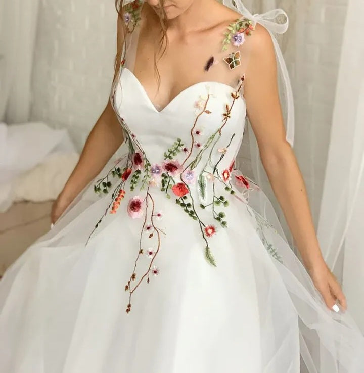 Floral Accent Tulle Wedding Gown All Sizes/Colors