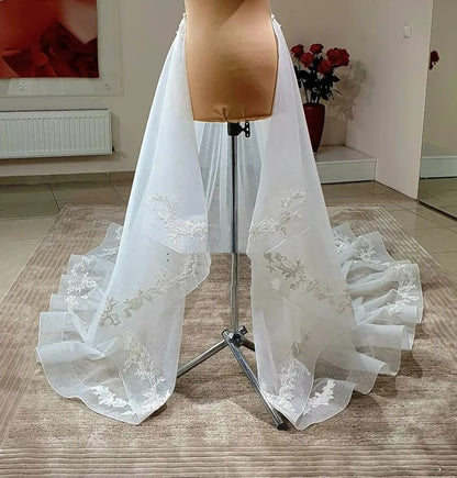 Custom Applique Detailed Tulle Detachable Wedding Skirt All Sizes/Colors