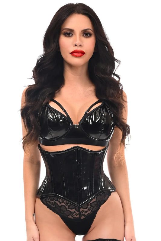 Queen Top Drawer Patent Double Steel Boned Waist Cincher