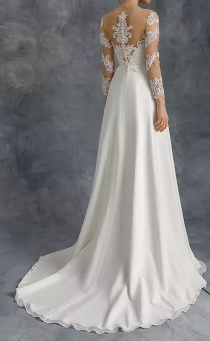 Danielle Bejeweled Waist Lace/Chiffon Wedding Gown All Sizes