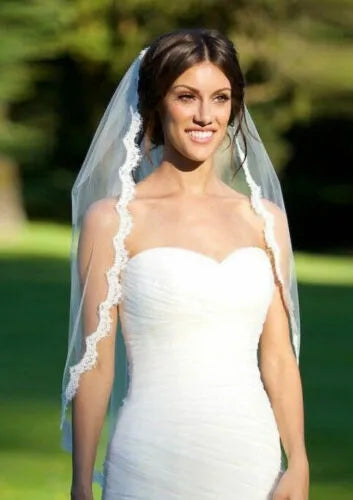 Lace Edge Waist Length Wedding Veil