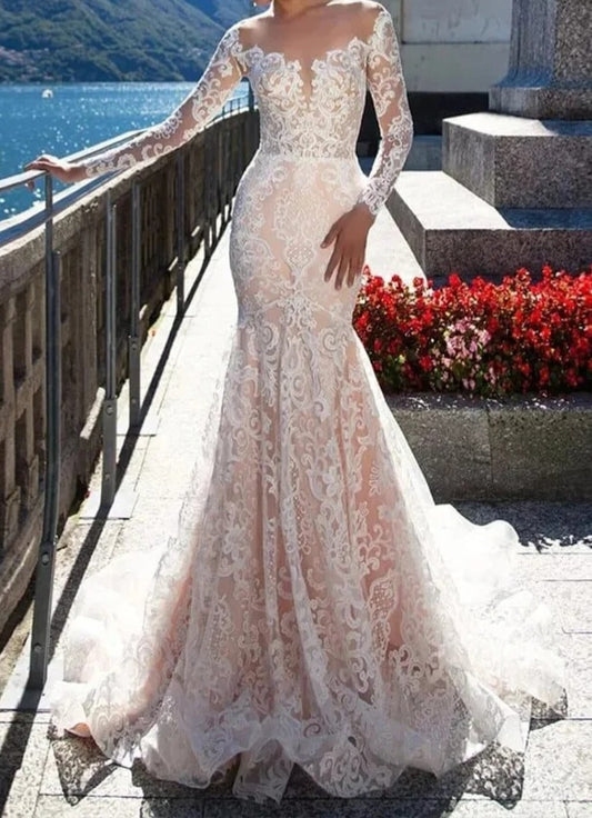 Paisley Lace Mermaid Wedding Gown All Sizes/Colors